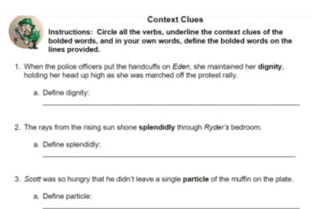 Context Clues Worksheet