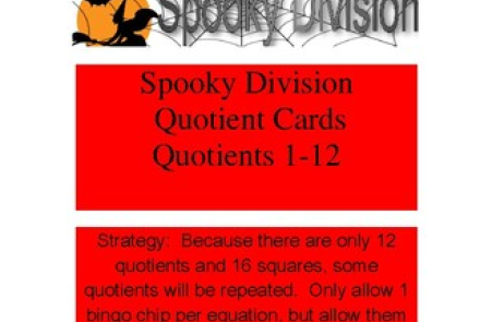 Halloween Division Bingo Class Set