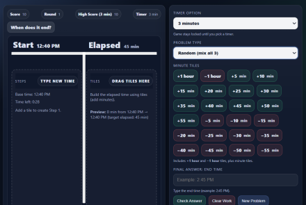 Using a T-Chart Time to Find Elapsed Time Game