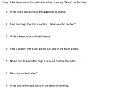 Expository Text Features Scavenger Hunt