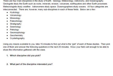 Jobs in Earth Science Investigation