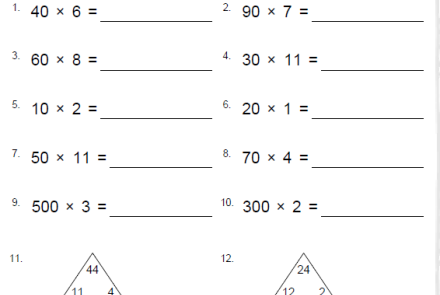 Multiples of 10 3rd Grade Math Worksheet