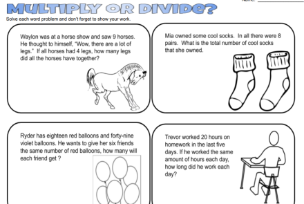 Multiply or Divide Word Problems Worksheet