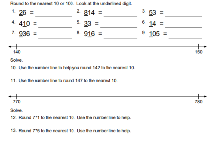 Rounding Numbers using Number Lines and Word Problems