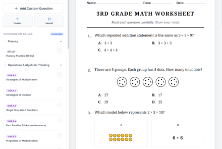 3rd Grade Worksheet Builder