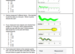 Reteach Line Plots and Quarter Inch Measurements practice worksheet image
