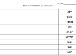 Phonics 'ai' Consonant or 'ay' Consonant Spelling Test