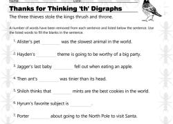 Thanks for Thinking 'th' Digraph Cloze Worksheet