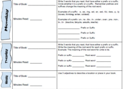 Interactive Review Reading Log--Monday to Friday