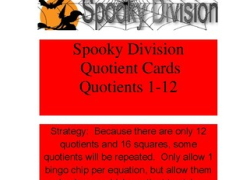 Halloween Division Bingo Class Set