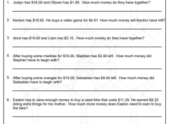 Money Word Problems Worksheet
