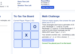 area and perimeter tic tac toe game.
