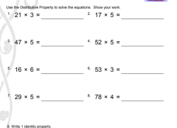 Distributive Property Worksheet for Elementary Students