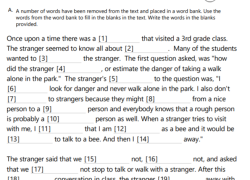 Don't Talk to Strangers Cloze Reading Worksheet