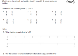 Equivalent and Comparing Fractions 3rd Grade Review Worksheet