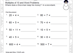 Multiples of 10 3rd Grade Math Worksheet