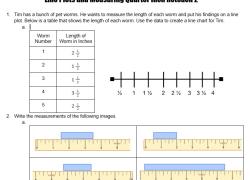 line plot and quarter inch measurement reteach worksheet